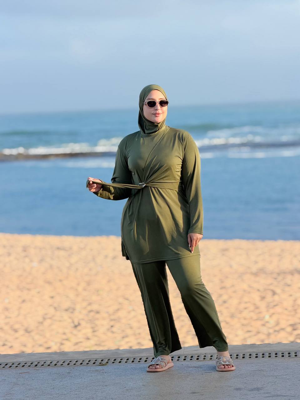إطلالة بوركيني طويل محتشم 3 قطع - صورة 5