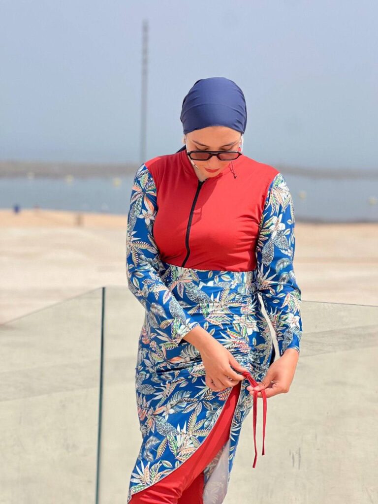 بوركيني محتشم مع كاش مايو باللون البرتقالي – صورة إضافية